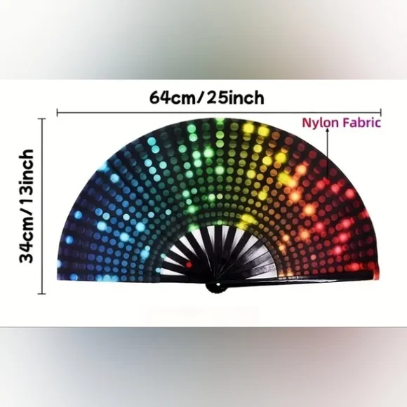 Hand Clank Colorful Very Large Fan - Picture 3 of 4